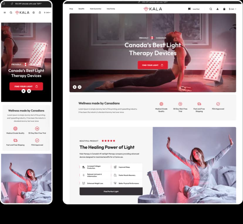 Shopify store page optimized for fast mobile load times
