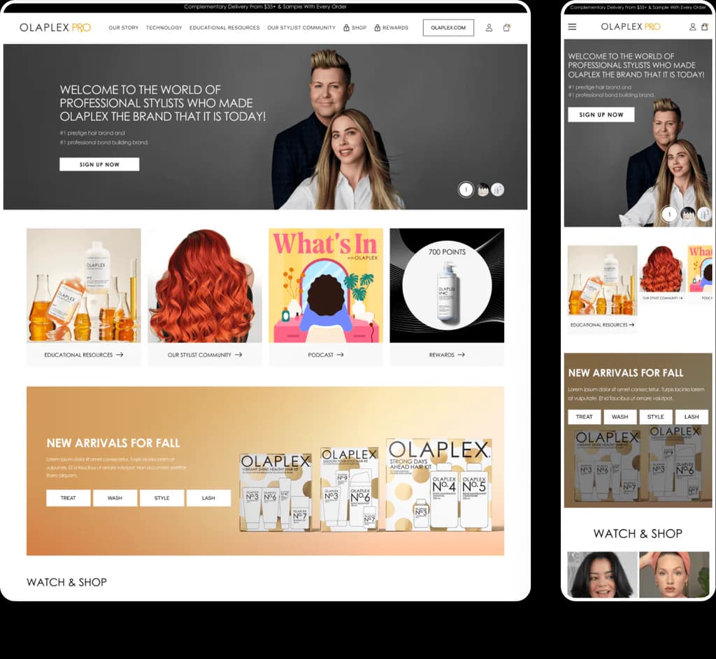 Shopify page UX and UI design mockup