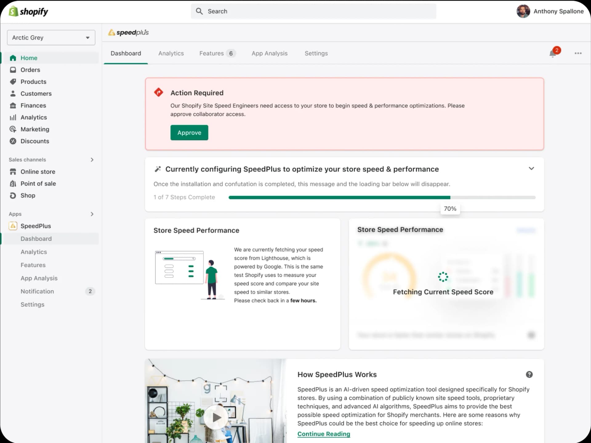Custom Shopify app dashboard interface