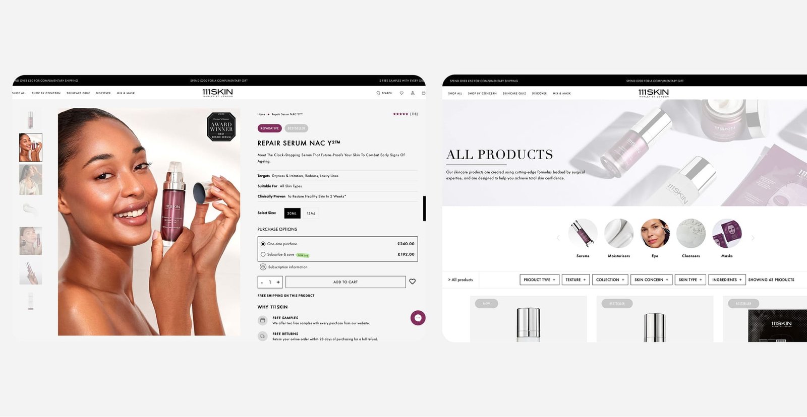 111SKIN Shopify case study, image 2