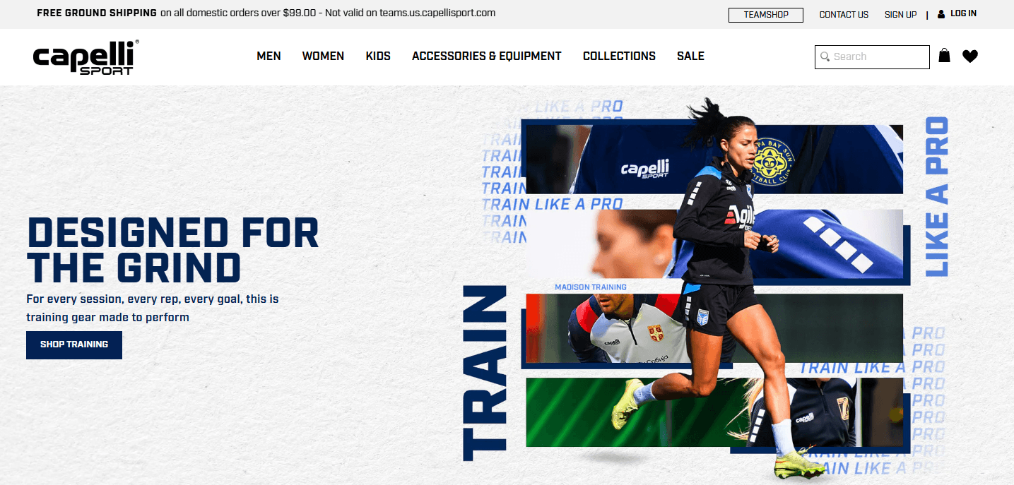 Capelli Sports Shopify case study, image 2