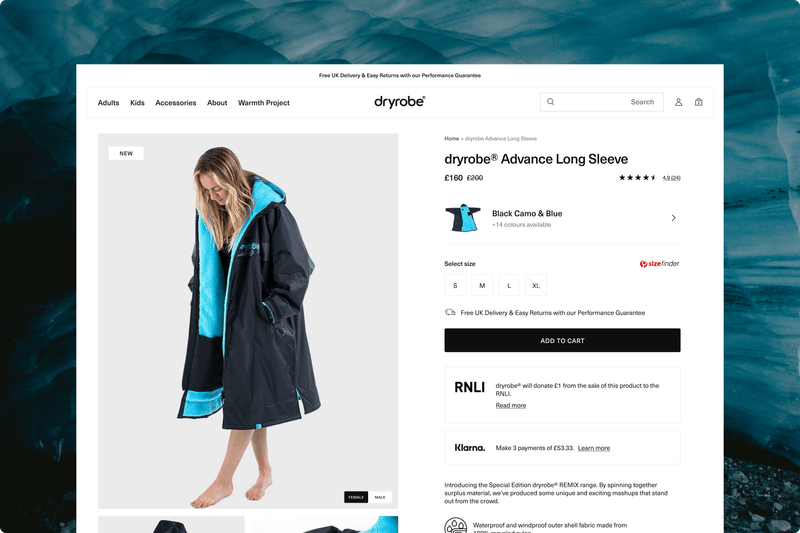 Dryrobe Shopify case study, image 2