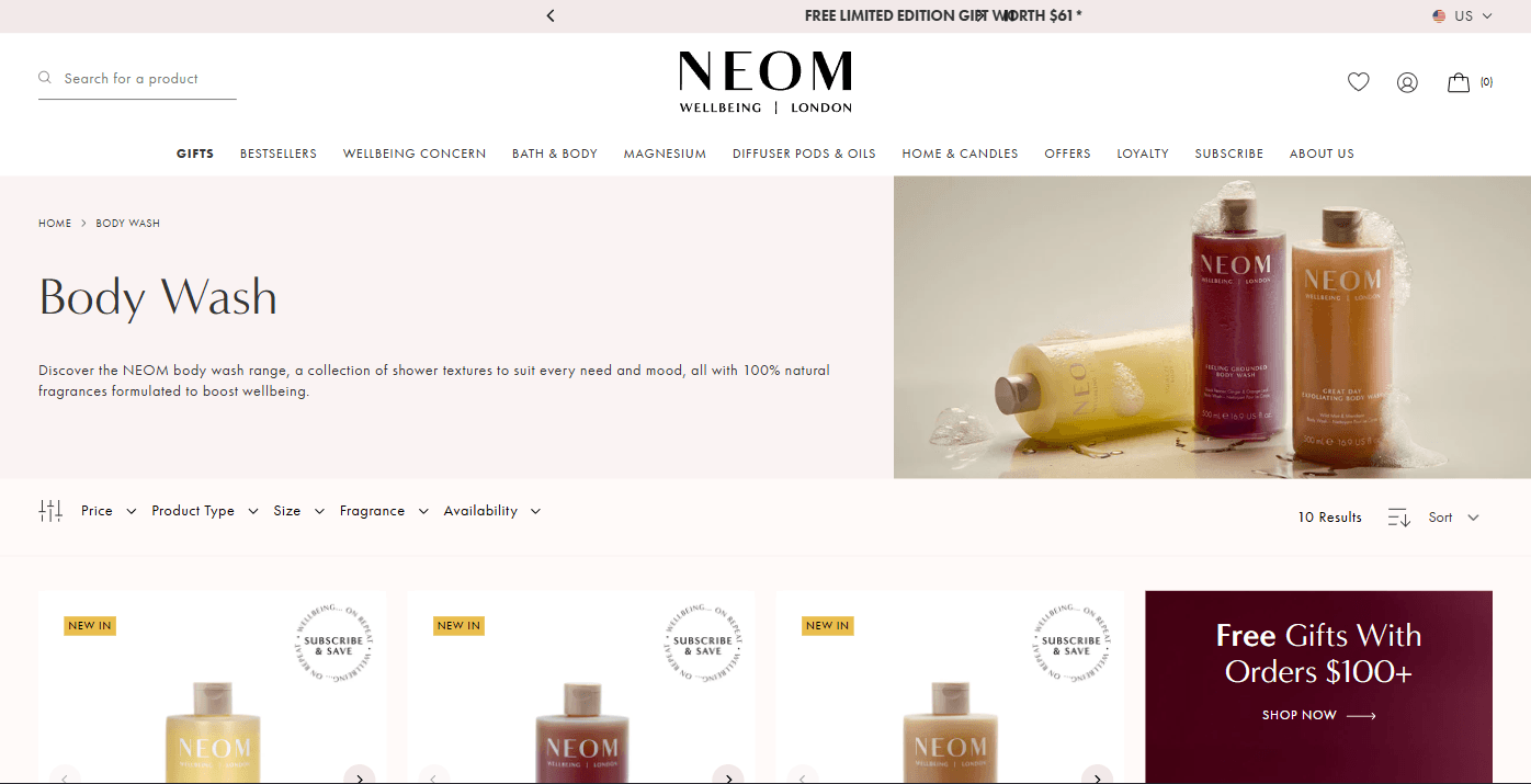 NEOM Wellbeing Shopify case study, image 2