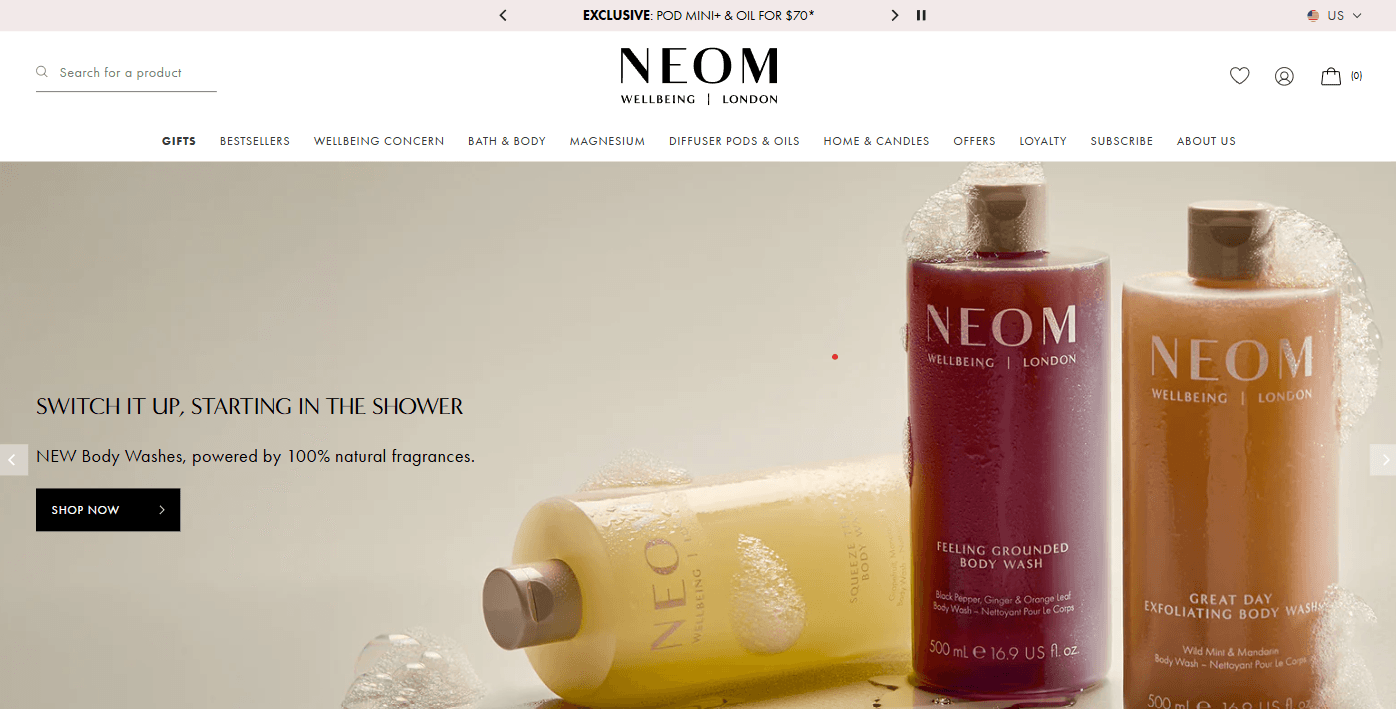 NEOM Wellbeing Shopify case study, image 1