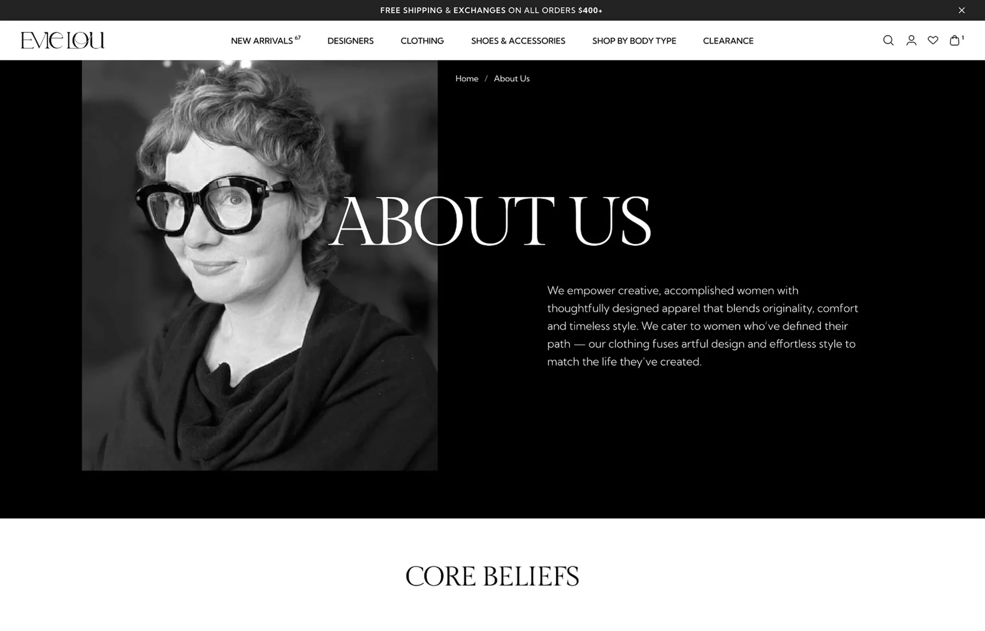 Evie Lou Shopify case study, image 1
