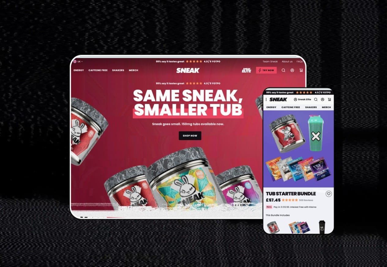 Sneak Energy ecommerce store, shopify theme development