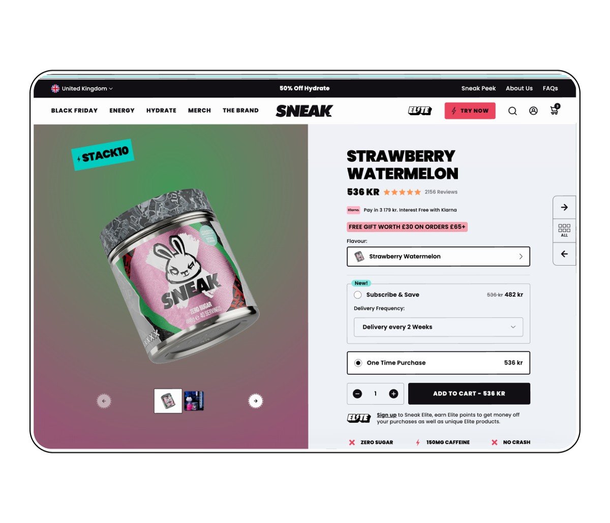 Sneak Energy Shopify case study, image 1