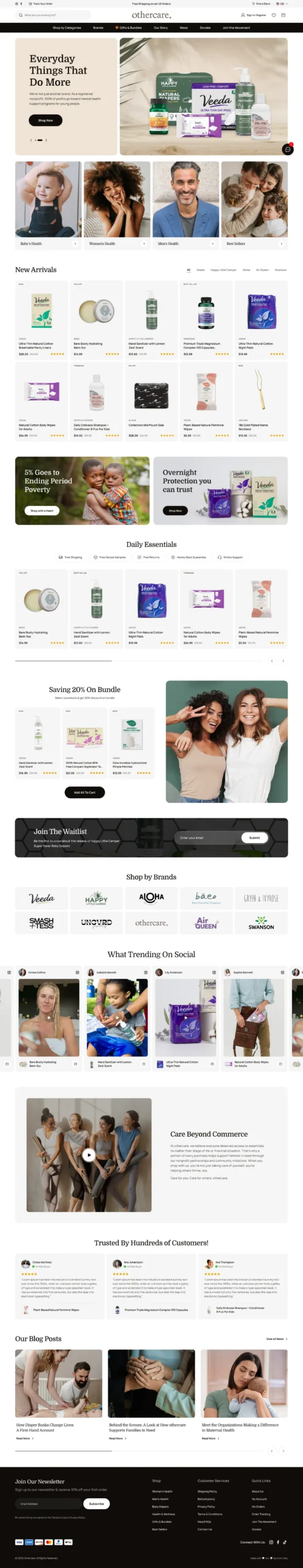 Home page after redesign