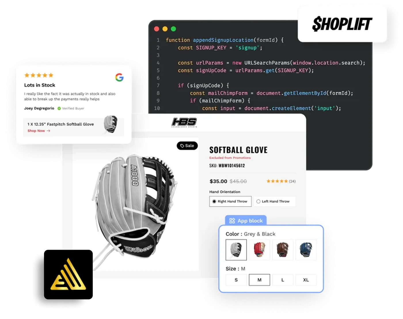 Shopify A/B testing dashboard comparing variant performance with Shoplift